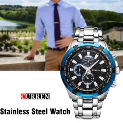  Curren Stainless Steel Watch For Men,8023,Silver blue